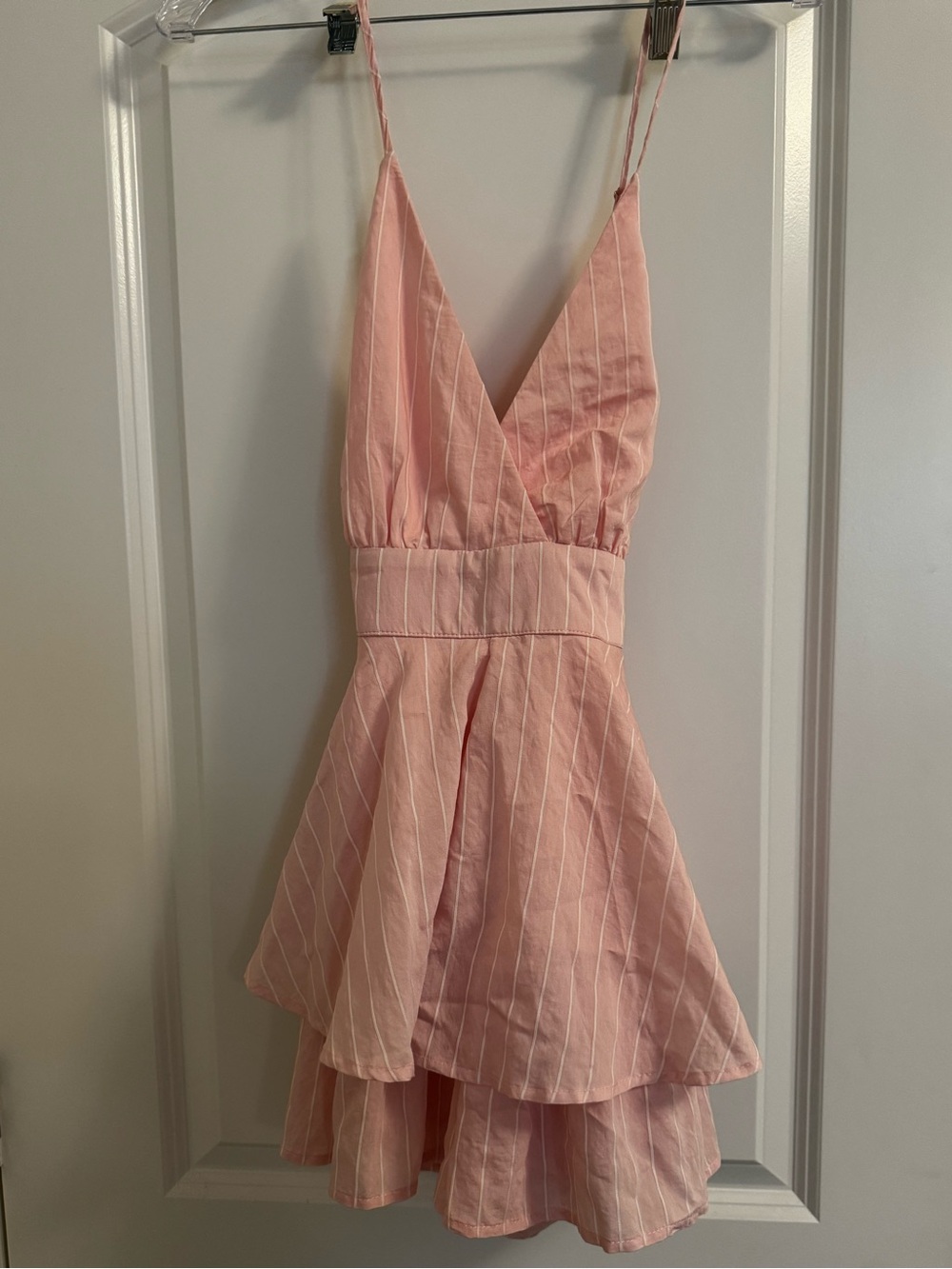 Pink Striped Spaghetti Strap Romper